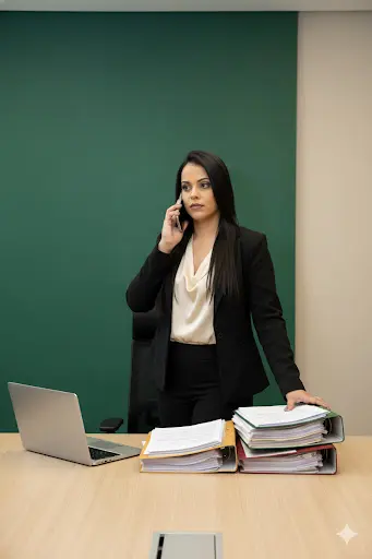 Advogada atuando de forma diligente e forte